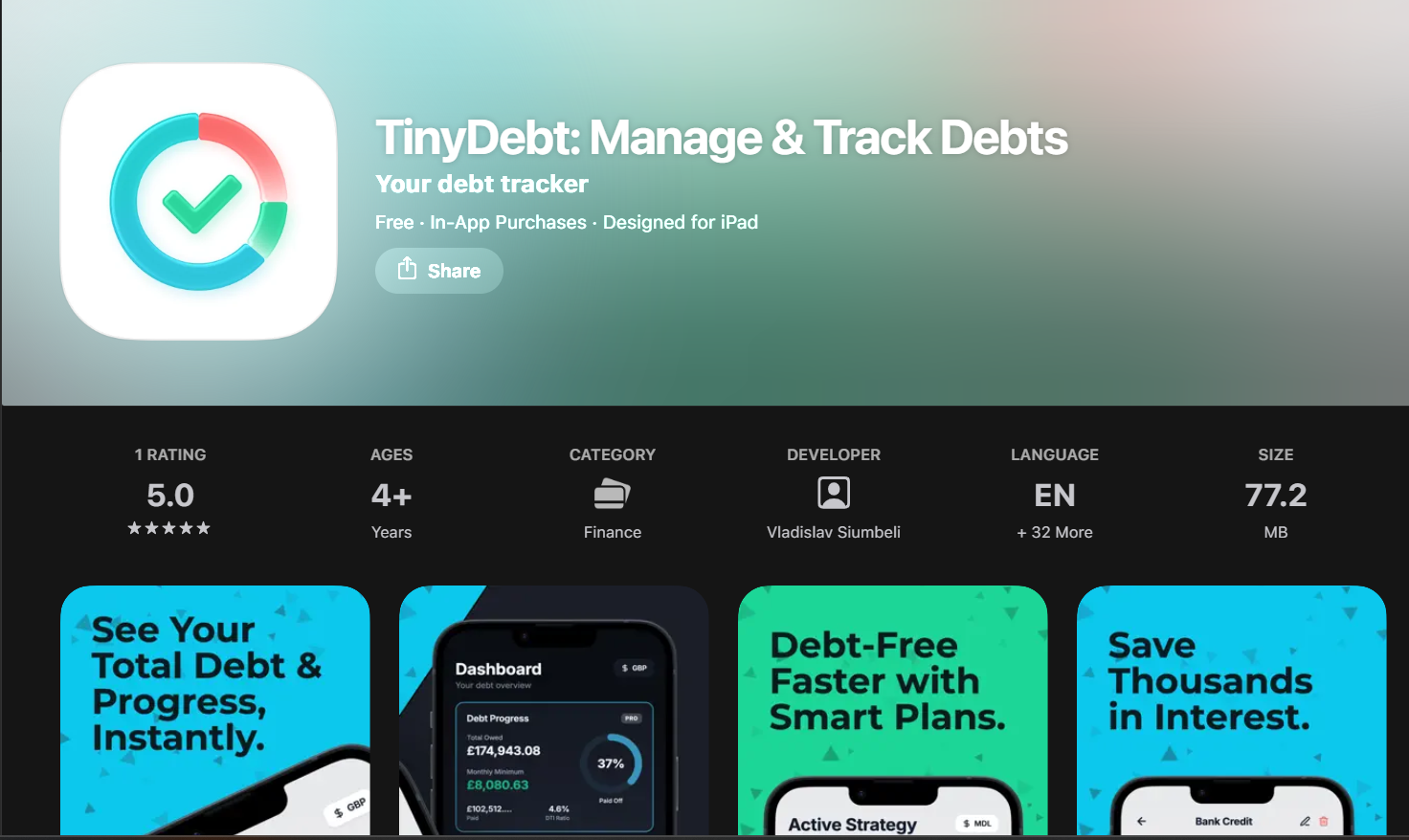 TinyDebt screenshot